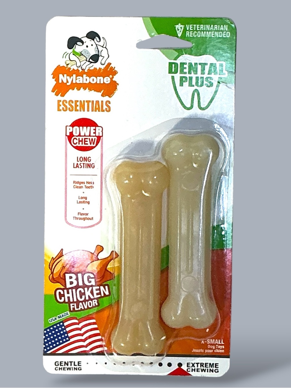 Nylabone Dog Dental Essentials Power Chew Toys Made In USA Chicken Flavor 4 PC - Picture 6 of 16